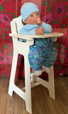 Doll Wooden High Chair and Doll 1