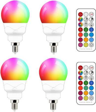 ILC E12 LED Light Bulbs (40w Equivalent) 5W, Color Changing RGB, 5700K 1