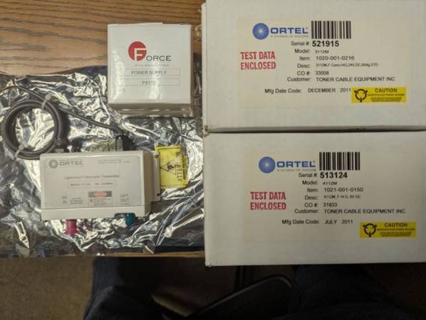 NIB- Ortel LightLinks Fiberoptic Transmitter and Receiver with power supply 1
