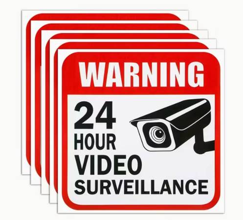 24-Hour Surveillance Warning Stickers 1