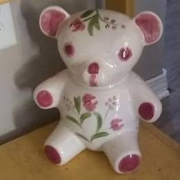Bear Cookie Jar Hand Painted Pink Floral - $5 (Post Falls) 1