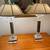 Pair of Glass and Stone Table Lamps w Stiffle Shades Classic Style 1 thumbnail