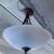 Three Bulb Bronze Iron & Milk glass Ceiling Fixture 3 thumbnail