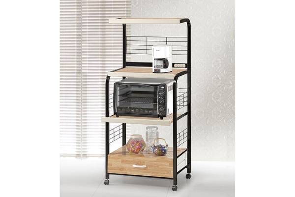 Kitchen Rack Microwave Cart in Black/Natural 1