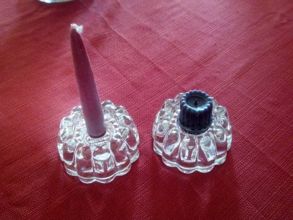 Two Princess House #0486 crystal 3-way CANDLE HOLDERS 1