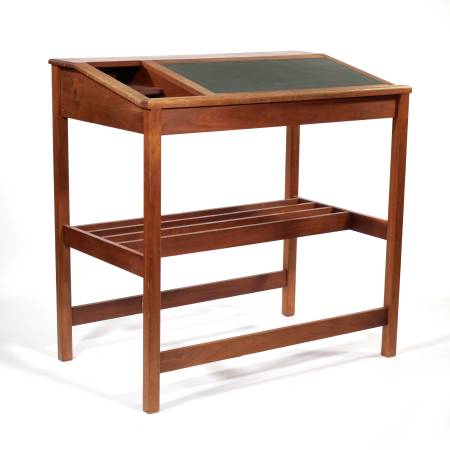 American Walnut Architect's Standing Desk with Leather Inset 1