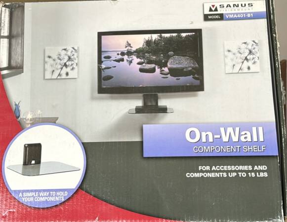 NEW On- Wall Component Shelf for Sound Bars, Internet, ect 1