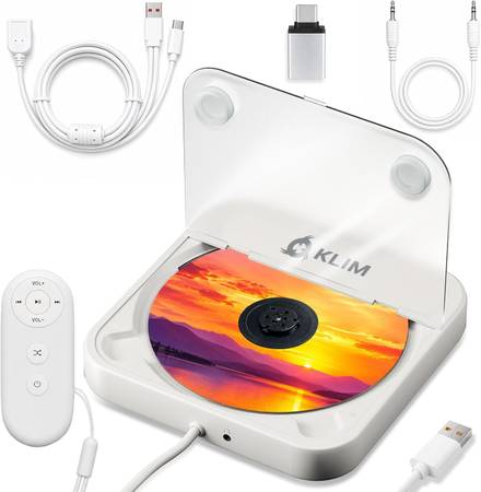 KLIM CD Player for Car – Portable USB CD Player, External CD Drive NEW 1