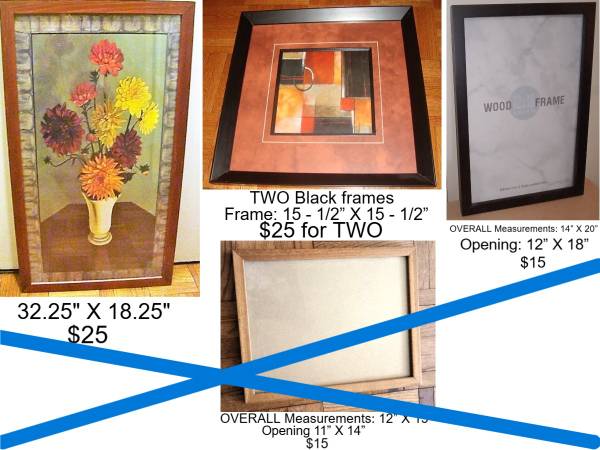 FOUR Wood Frames – Medium Size , all include glass 1