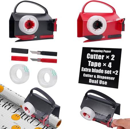 #2486 (2-Pack) Wrapping Paper Cutter Whit Tape Dispenser 1