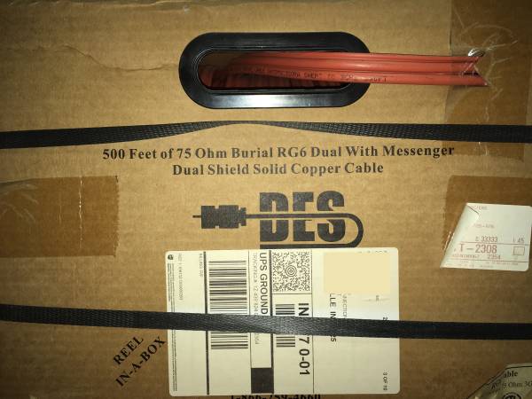 DES 500ft Dual RG6 Orange Cable with Ground, for CCS, ETC 1