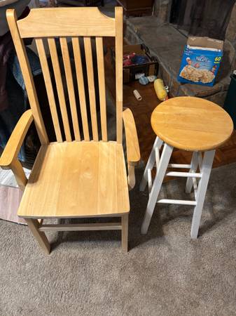 Solid wood chair and stool 1