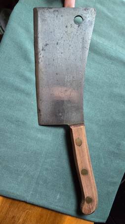 antique Foster Bros solid steel meat cleaver 1