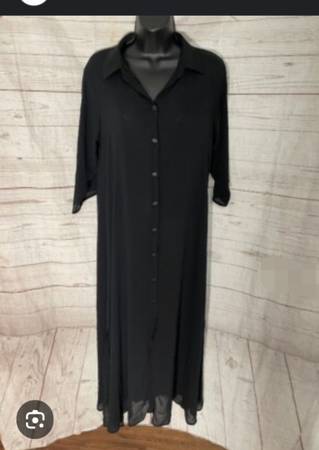 WOMENS LONG BLK BUTTON FRONT DRESS 1