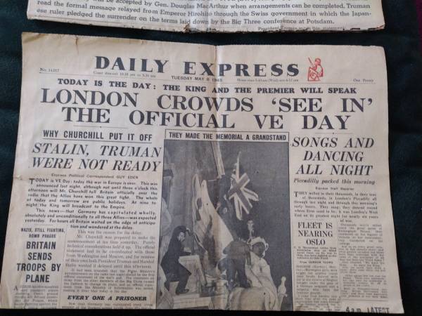 Original WW2 surrender newspapers 1
