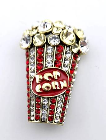 POPCORN PIN - Heidi Daus "Pop-Ular" Crystal & Enamel Pop-Corn Pin #89 1