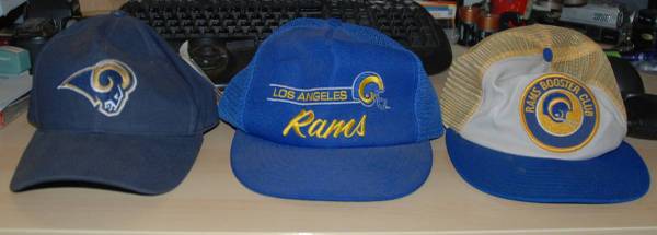3 Vintage 1980s Embroidered Los Angeles Rams Hats 1
