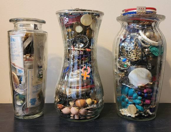 3 Vases full of jewelry - LOT of 300+ pieces of jewelry - $100 (MONROE)63471373786241121