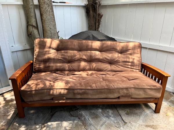 Brown convertible sofa bed with futon mattress 1