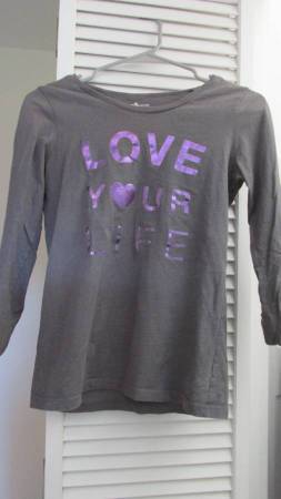 Grey Long Sleeve Shirt "Love Your Life" - Size 14 1