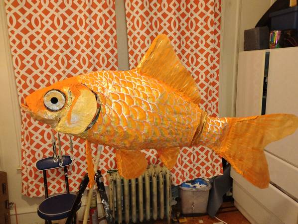 Large hand made goldfish puppet 1