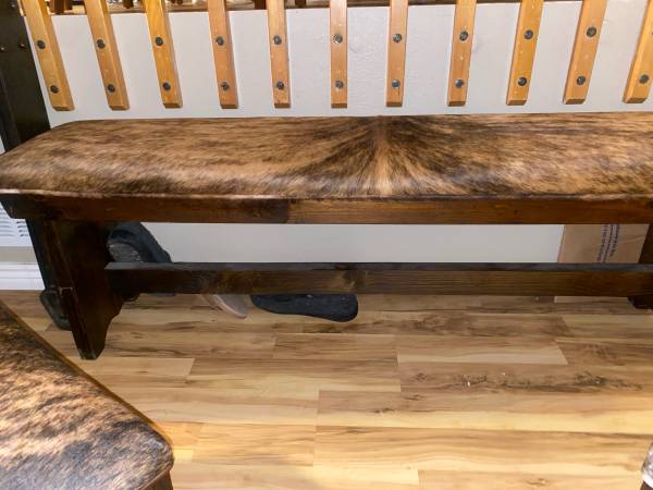 Cow hide bench set
