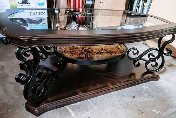 COASTER 52" THREE-TIER CLASSIC COFFEE TABLE WITH GLASS TOP - ALLNEW 1