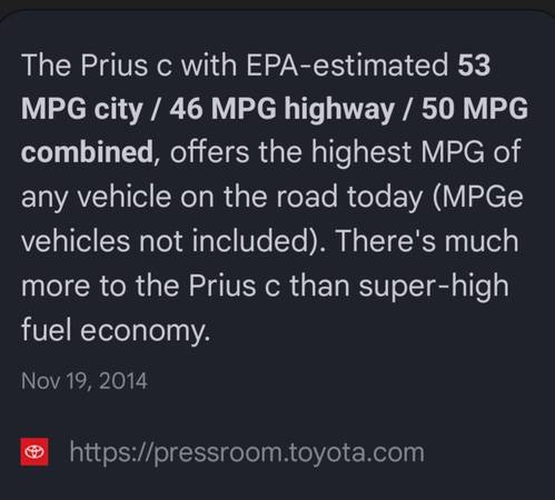 TOYOTA PRIUS LOW MILES 95K CLEAN TITLE CARFAX SMOG AUTOMATIC 4CYL C1 - $11,000 (hayward / castro valley)63470230923779121