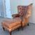 Vintage Distressed Leather Tufted Wingback Chair & Ottoman 3 thumbnail