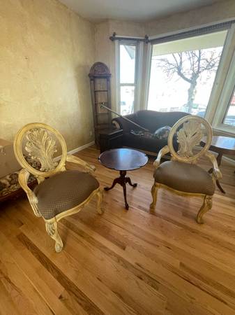 Schnadig Louis XVI upholstered arm chairs 1