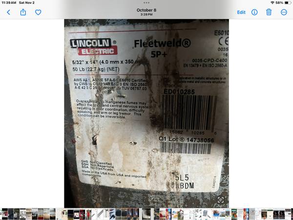 NEW Welding rods 5/32.  50lbs can 1