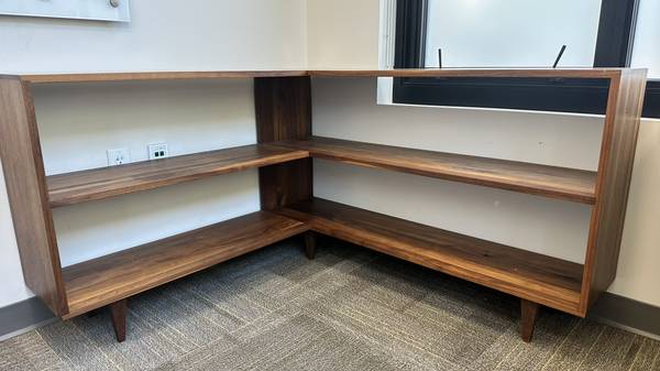 Handmade Solid Walnut Corner Bookcase Set (2 units) by Tomfoolery Wood 1