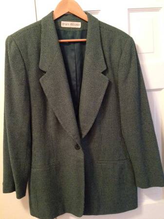 Vintage Evan-Picone Green Tweed Women's Jacket - Size 14 1