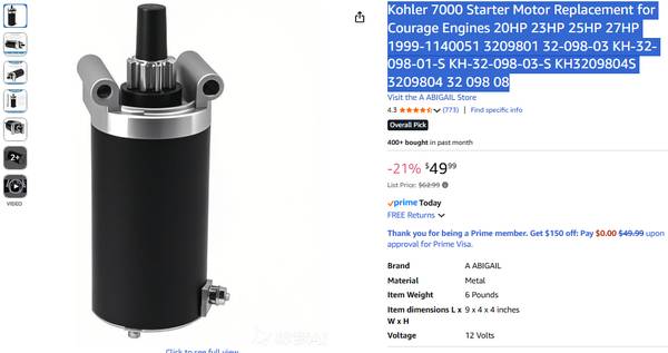 Kohler 7000 Starter Motor Replacement 1