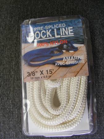 pre-spliced braided dock line (NEW) 15' long, 3/8" diameter, nylon 1