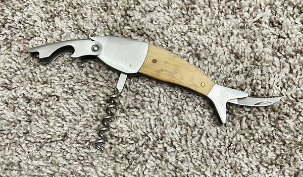 Single Hinged Heavy Duty Wood Stainless Steel Wine Fish Corkscrew Natu 1