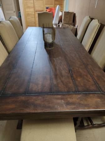 Solid wood 10 person dining table and chairs 1