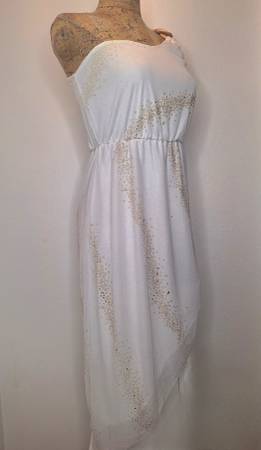 RARE Ruby Fox One Shoulder with Gold Sparkle Embellishments Dress '90s 1