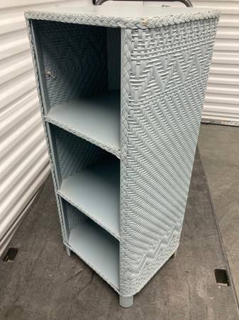 Book shelf/storage cabinet,rattan,lt blue,3 shelf,heavy duty,clean 1