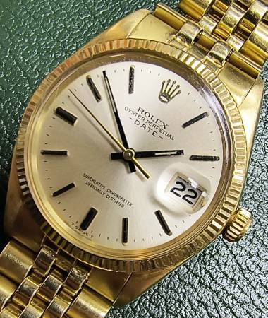 ROLEX Solid 14K Gold 34mm Men's Vintage OYSTER DATE Wristwatch 1