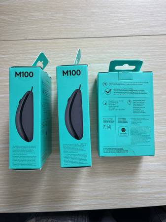 3 corded computer mouses - logitech M100 - NEW IN BOX 1