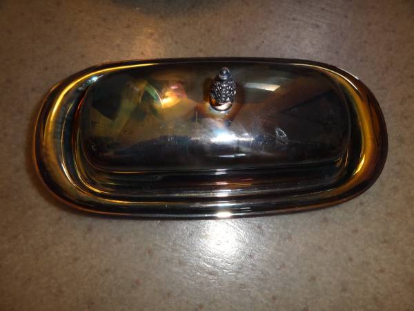 Sterling Silver Butter Holder, Glass insert, Roger&Bro 1