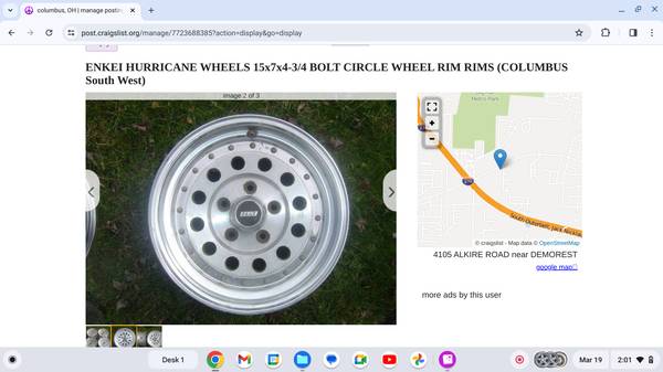 ENKEI --- WHEELS 15x7x4-3/4 BOLT CIRCLE WHEEL RIM RIMS 1