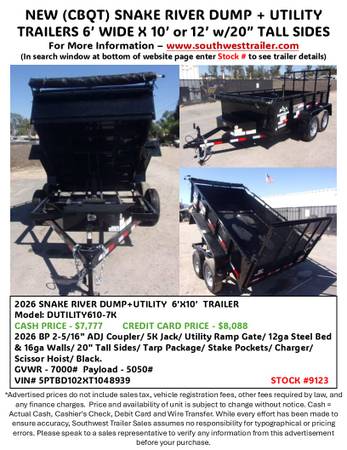 NEW SRTC DUMP+UTILITY TRAILERS@ SOUTHWEST TRAILER SALES (760) 788-8900 1