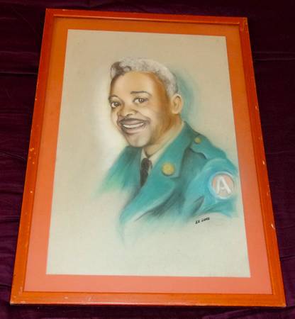 Signed Distinguished Black Man in Uniform Vintage Watercolor 1