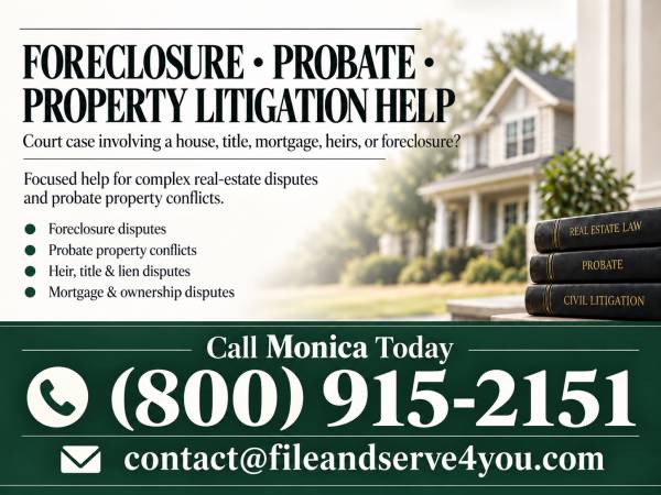 ****FORECLOSURE • PROBATE • PROPERTY LITIGATION HELP******* 1