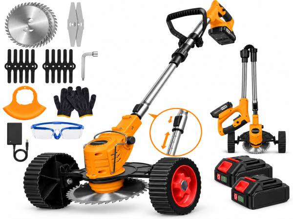 21V Cordless Weed Wacker w/ Wheels & 2 Batteries – NEW 1