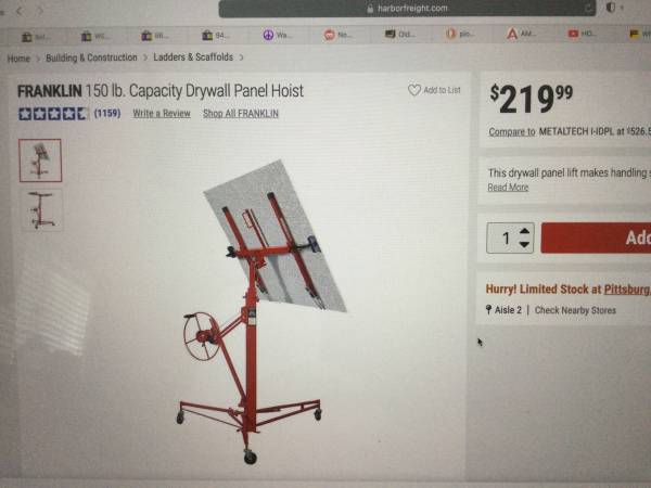 Harbor freight panel lift 1