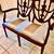Antique Mahogany Blue Taupe Stripe Bench 3 thumbnail