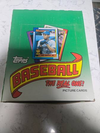 1990 TOPPS BASEBALL RACK PACK BOX…. Frank Thomas RC, early Griffey, er 1